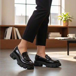 Bar III Women's Classic Retro Moccasins Chunky Loafers Flat Shoes Sz 9 M BLACK